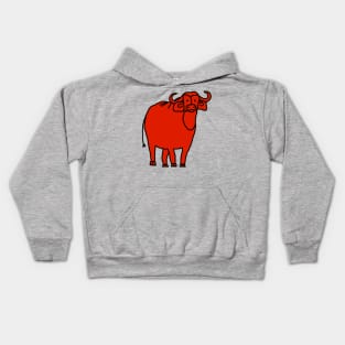 Red Ox Line Drawing Kids Hoodie